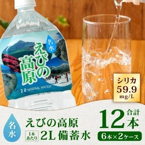 シリカ水 名水 えびの高原 備蓄水(防災 災害 等) 2L 合計12本 6本入×2ケース 水 飲料水 お水ペットボトル ミネラルウォーター 天然水 宮崎県 九州 送料無料 防災水 保存水