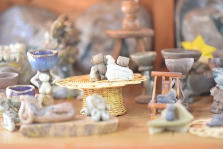 スリップウェアの小判皿 4枚組 陶器 食器