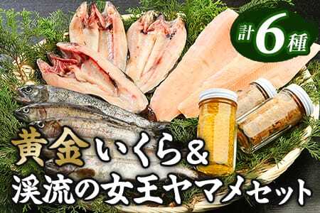 黄金イクラと渓流の女王ヤマメ逸品セット(6種)黄金イクラやヤマメなどを詰め合せ！
