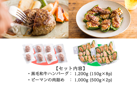 焼くだけ簡単惣菜セット!国産素材のハンバーグ&ピーマンの肉詰めセット2.2kg  TF0813-P00064