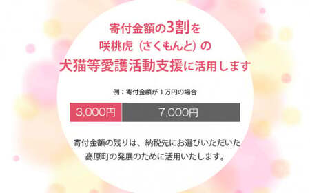 【返礼品なし】【犬猫等愛護活動 犬と猫と人にとって住みよい社会づくりを応援】宮崎県 高原町 特定非営利活動法人 咲桃虎(さくもんと)　TF3015-P00056
