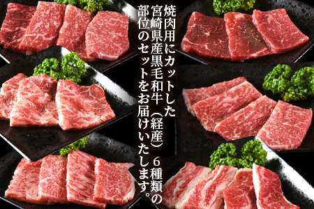 ＜宮崎県産黒毛和牛(経産)6種焼肉セット 300g＞1～3か月以内に順次出荷【 国産 黒毛和牛 牛肉 牛 精肉 焼き肉 焼肉 サーロイン リブロース 肩ロース ウデ モモ バラ 贈答品 ギフト 贈り物 グルメ ミヤチク 宮崎県 国富町 】【b0749_my_x2】