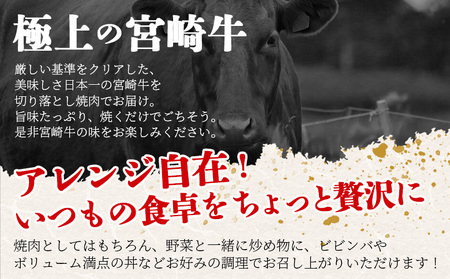 <宮崎牛 切落し焼肉1kg(500g×2)>入金確認後、1~3か月以内に順次出荷【国産 黒毛和牛 牛肉 牛 精肉 赤身 ブランド牛 ちょっと豪華 毎日の食卓 プチ贅沢 ご褒美 旨味 普段使い 焼き肉 形 大きさ 不揃い 切り落とし やきにく 焼くだけ ミヤチク 宮崎県 】【b0986_my_x1】