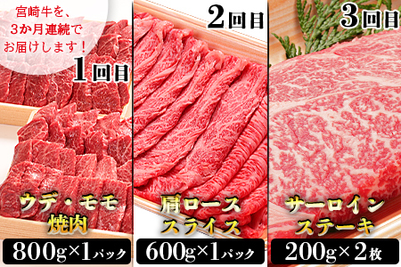 ＜3か月定期便 宮崎牛お楽しみセット＞翌月末迄に第一回目発送【a0321_em_x3】