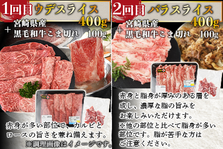 ＜6か月定期便 宮崎牛スライス 食べ比べコース＞2か月以内に第１回目発送【 牛 肉 牛肉 牛定期便 肉定期便 牛肉定期便 ６回定期便 ６か月定期便 定期便 】【a0411_my_x3】