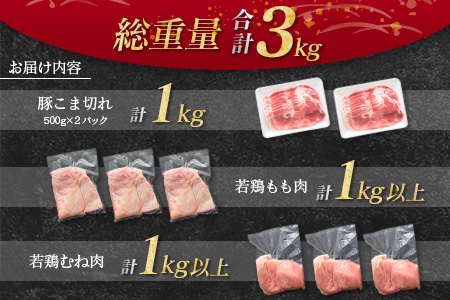 南国みやざき3kgセット＜豚肉1kg+鶏肉2kg＞※60日以内に出荷【A165】