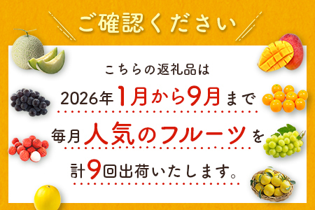 <数量限定>新富町 特産フルーツ 詰め合わせ 定期便 9か月コース くだもの マンゴー ライチ メロン シャインマスカット ぶどう 柑橘 国産【F151-26】