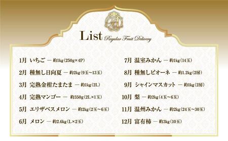 旬のくだもの定期便 「厳選コース」 全12回 マンゴー いちご マスカット 国産 宮崎【F153】