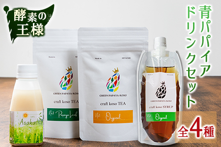 酵素の王様青パパイアのドリンクセット 全4種 国産 ヘルシー グリーンパパイア【A322】