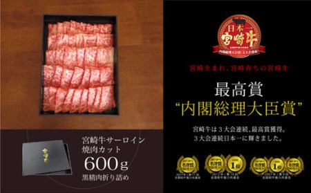 ＜宮崎牛＞サーロイン焼肉600g ※90日以内出荷【E120】