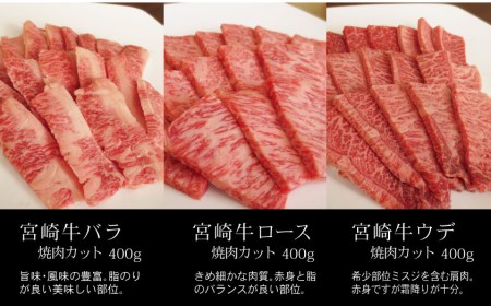 ＜宮崎牛＞焼肉セット（バラ・モモ・ウデ・ロース）合計1.6kg	※90日以内発送【E105】