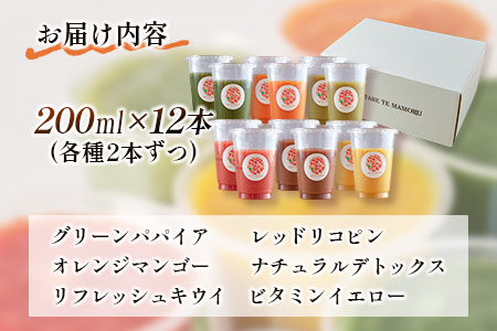 「南国酵素スムージー12本セット」200ml×12本セット　野菜・果実ミックスジュース　青パパイア　果物　フルーツ　飲料　健康　栄養【C379】