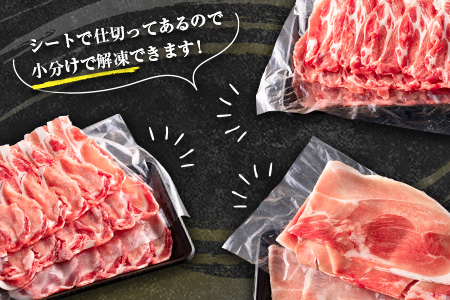 宮崎県産 豚しゃぶしゃぶ三種盛り食べ比べセット 合計2.2kg【B584】
