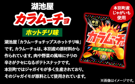 本別産原料使用 コイケヤ カラムーチョチップスホットチリ味 12袋 or 24袋 3 or 6ヶ月定期便有 本別町観光協会 《60日以内に出荷予定(土日祝除く)》ポテトチップス　北海道ポテトチップス　湖池屋ポテトチップス　おつまみポテトチップス　