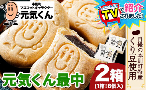 元気くん最中 1箱（40g×6個）×2箱 有限会社松月堂《60日以内に出荷予定(土日祝除く)》北海道 本別町 送料無料 スイーツ デザート 和菓子 あんこ 小豆 最中