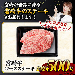 《数量限定》宮崎牛ロースステーキ 2枚 (500g) 【 肉 国産 黒毛和牛 牛肉 宮崎牛 ステーキ 牛肉 】
