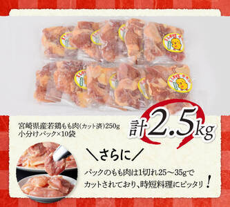   鶏肉 【令和8年1月発送】【小分け】宮崎県産若鶏もも肉2.5kg（250g×10袋）精肉 鶏肉