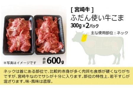 宮崎牛 こま 300g×2【肉 牛肉 国産 黒毛和牛 肉質等級4等級以上 4等級 5等級 牛丼 炒め物 肉じゃが】