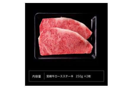 宮崎牛 ロースステーキ 500g (250g×2枚)【肉 牛肉 牛 国産 牛 黒毛和牛 牛 宮崎牛 牛 肉質等級4等級以上の牛肉】