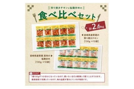 焼くだけ簡単！宮崎県産若鶏の照り焼きチキン10袋＋塩麹炒め10袋 【肉 鶏 鶏肉 惣菜 国産 鶏肉 九州産 鶏肉 宮崎県産 鶏肉 焼くだけ 簡単調理 簡単惣菜 小分け 照り焼き 送料無料 おかず】 