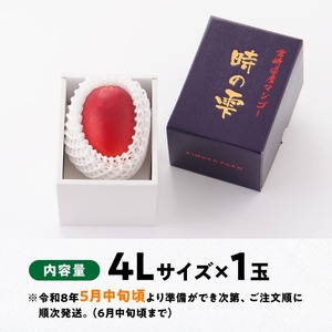 【令和8年発送】宮崎県産 完熟マンゴー「時の雫」 4L×1玉 【 期間限定 数量限定 先行予約 果物 フルーツ マンゴー 宮崎県産 九州産 完熟マンゴー みやざきマンゴー 】