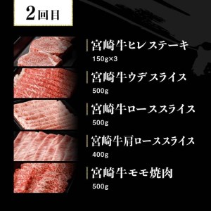 【定期便】宮崎牛３ヶ月定期便Ｄ‐２【 国産 九州産 肉 牛 宮崎県産 牛肉 黒毛和牛 ミヤチク 全3回 牛肉】