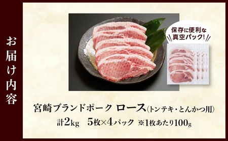 ≪宮崎ブランドポーク≫ロース(トンテキ・とんかつ用)計2kg 肉 豚 豚肉 国産_T023-0131