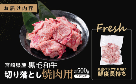 【2週間以内発送】宮崎県産黒毛和牛切り落とし(焼肉用)計500g 肉 牛 牛肉 国産_T023-0161