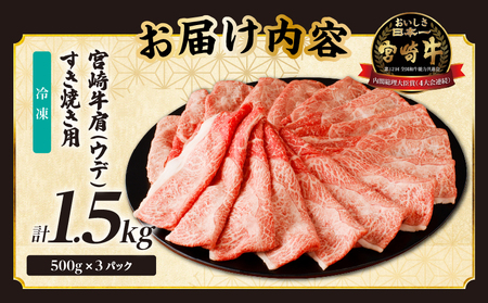 【令和7年1月配送】「宮崎牛肩(ウデ)すき焼き用」計1.5kg 肉 牛 牛肉 おかず 国産_T009-016-701【人気 肉 ギフト 肉 食品 肉 すきやき 肉 しゃぶしゃぶ 肉 BBQ 肉 贈り物 肉 送料無料 肉 プレゼント 肉 国産牛 肉 ビーフ 肉 焼肉 肉 最新ランキング 肉 宮崎県産 肉】