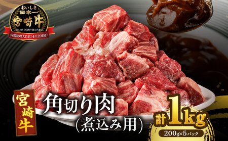 宮崎牛角切り肉(煮込み用)計1kg 肉 牛 牛肉 おかず 国産_T009-0292