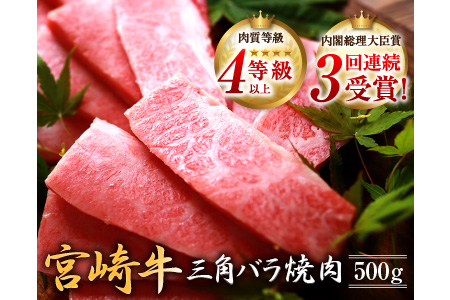 Ab79 宮崎牛カルビ 三角バラ 焼肉 計500g 宮崎県都農町 ふるさと納税サイト ふるなび