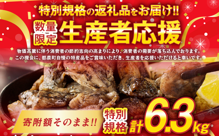 生産者応援！【期間・数量限定特別規格】《連続3回定期便》宮崎県産若鶏炭火焼(総重量6.3kg) 肉 鶏肉 加工品 国産_T017-0101-ZO