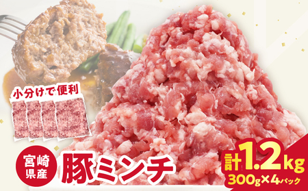 宮崎県産豚ミンチ肉 計1.2kg(300g×4パック) 肉 豚 豚肉 国産_T025-041