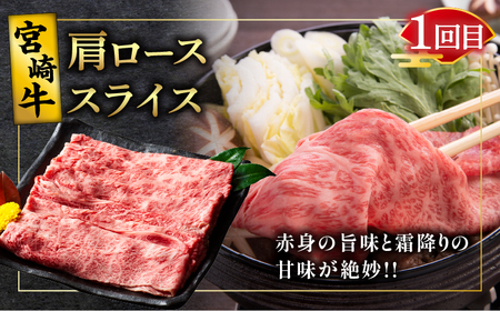 3か月お楽しみ定期便『宮崎牛肩ロース味わい3種セット』総重量2kg 肉 牛 牛肉 焼肉 国産 _T009-0012