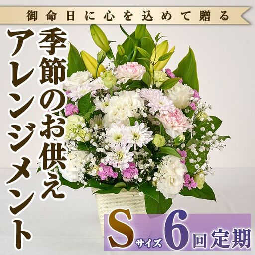 ＜定期便・6回(連続)＞季節のお供え用アレンジメント(生花：Sサイズ)生花 お花 花束 フラワー 植物 お供え 供花 仏花 命日 仏事 法事 贈り物【FM-21】【フラワーショップまつだ】 10,640円