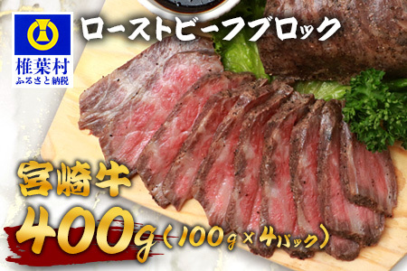 宮崎牛 ローストビーフブロック 400g（100g×4P） お試しソース付き 宮崎牛 和牛 黒毛和牛 牛肉 ローストビーフ 牛もも肉 TK-95