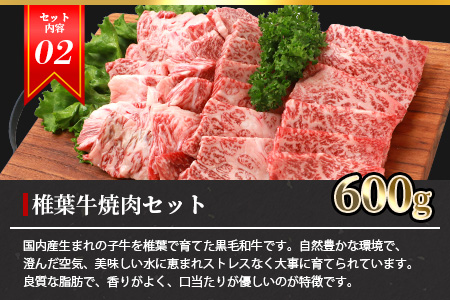 総重量2.1kg！【3種の牛肉】焼肉食べ比べセット【椎葉牛・椎葉