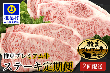 【定期便2回】総重量800g！椎葉プレミアム牛ステーキ定期便≪サーロインステーキ・ロースステーキ≫