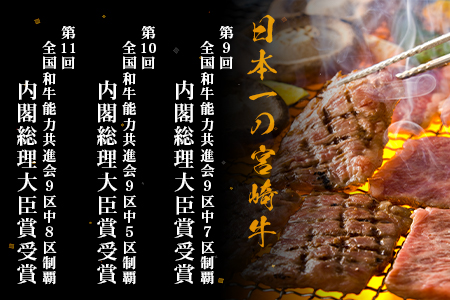 受賞歴多数!! 宮崎牛 ステーキ食べ比べセット「ロース・ミスジ・モモ」【合計1.1Kg】
