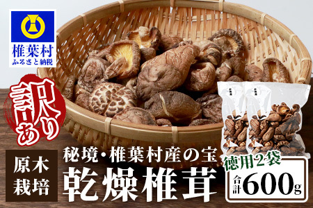 【訳あり】【徳用】秘境・椎葉村産 原木 乾しいたけ 600g（300g×2袋）宮崎県産 国産 原木椎茸 椎茸 しいたけ 乾しいたけ 干し椎茸 原木栽培 産地直送 JA-33