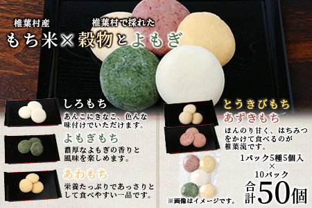 焼畑農家がつくった5種のお餅バラエティセットB(白もち よもぎもち とうきびもち あずきもち あわもち)【日本三大秘境の地「椎葉村」からお届け】 YS-50