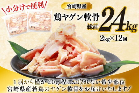 鶏肉 定期便 軟骨 若鶏 鶏軟骨 1kg 2p 12回 総計24kg [ミヤケイフード 宮崎県 美郷町 31bp0002]