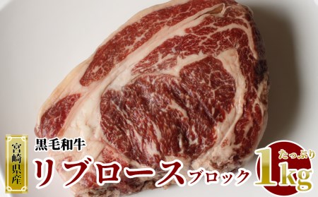 宮崎県産 黒毛 和牛 リブロース ブロック 1kg [マルミヤストア 宮崎県 美郷町 31ag0125]