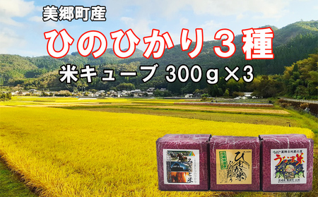 米 キューブ ひのひかり 3種 みさと米 ひむか米 うなま米 300g×3個 計900g [宮崎県農業協同組合 八菜館ひゅうが店 宮崎県 美郷町 31ap0009]
