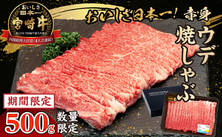 【期間・数量限定】宮崎牛赤身（ウデ）焼きしゃぶ500g_Tk031-015-D