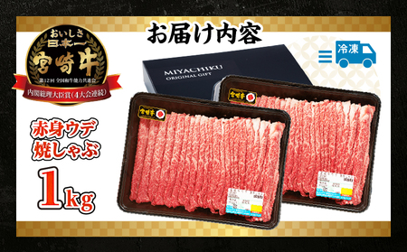 【期間・数量限定】宮崎牛赤身（ウデ）焼きしゃぶ1.0kg_Tk031-015-UP