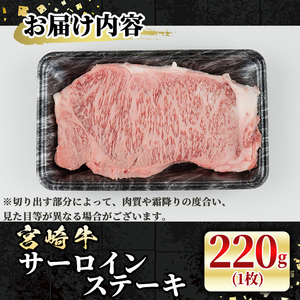 宮崎牛 サーロインステーキ(220g・1枚) 牛肉 肉 ブランド牛  冷凍 国産 宮崎県 【LJ001】【レグセントジョイラー株式会社】