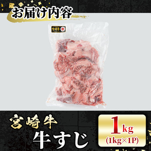 宮崎牛 牛すじ(1kg) 希少部位 BBQ 牛肉 肉 ブランド牛  冷凍 国産 精肉 お取り寄せ 黒毛和牛 宮崎県 【LJ016】【レグセントジョイラー株式会社】