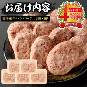 高千穂牛 ハンバーグ(計10個・2個×5P)【MT005】【JAみやざき 高千穂牛ミートセンター】