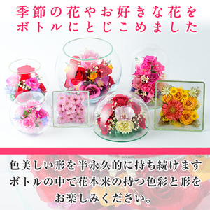 ボトルフラワー スクウェア(M)【AT006】【ボトルフラワーatelier4-flowers】